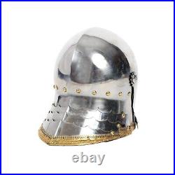 18 Gauge tinted Medieval Etched Burgonet Helmet Knight Helmet