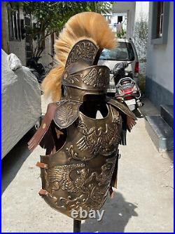 18 Gauges Brass Medieval Roman Reenactment Cuirass With Roman Helmet GT