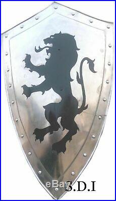 18 gauge Medieval Heater Roman Knight Templar Crusader Latin Warrior Lion Shield