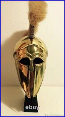 18 gauge Steel Brass Coated Medieval Greek Corinthian Helmet Spartan Helmet