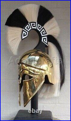 18 gauge Steel Brass Coated Medieval Greek Corinthian Helmet Spartan Helmet ZR