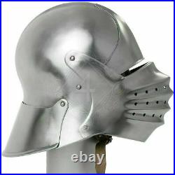 18 gauge Steel Medieval Knight Sallet Helmet last form Halloween Costume Gift
