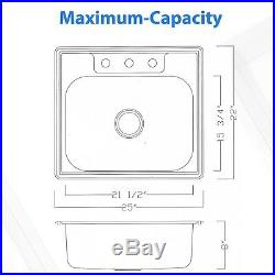 18Gauge Stainless Steel Single Bowl Topmount Drop In Kitchen Sink 3Hole 25 x 22