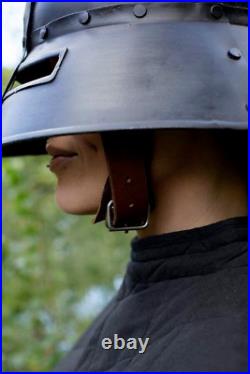 18Gauge Steel SCA Medieval Guardsman Helmet Knight Dark Warrior Kettle Helmet