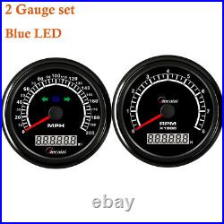 2 Gauge Set 0-200MPH GPS Speedometer 0-8000rpm Tachometer for Auto Boat Blue LED