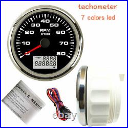 2 Gauge Set 200KMH GPS Speedometer 8000rpm Tachometer 7 Color Backlitht Car Boat