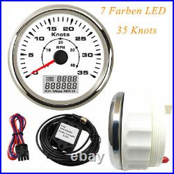 2 Gauge Set 35Knots 40MPH GPS Speedometer 8000rpm Tachometer 7 Colors LED Marine