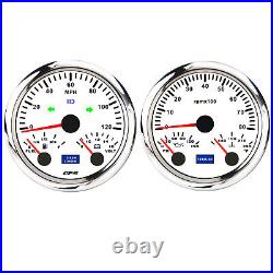 2 Gauge Set 85mm GPS Speedometer 0-120MPH Fuel/Volt & 85mm Tacho/Temp/Oil Press
