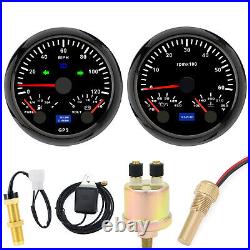 2 Gauge Set 85mm GPS Speedometer 0-120MPH/Fuel/Volt/Tacho/Oil/Temp with Senders