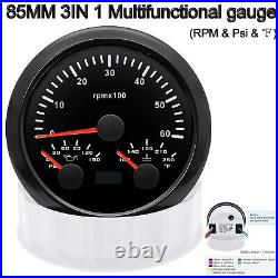 2 Gauge Set 85mm GPS Speedometer 0-120MPH/Fuel/Volt/Tacho/Oil/Temp with Senders