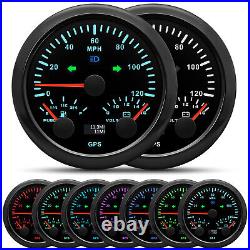 2 Gauge Set 85mm GPS Speedometer 0-120MPH/Fuel/Volt/Tacho/Oil/Temp with Senders