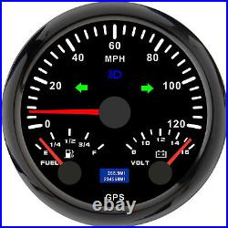 2 Gauge Set 85mm GPS Speedometer 0-120MPH/Fuel/Volt/Tacho/Oil/Temp with Senders