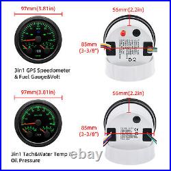 2 Gauge Set 85mm GPS Speedometer 0-120MPH/Fuel/Volt/Tacho/Oil/Temp with Senders