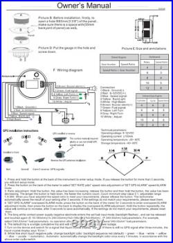 2 Gauge Set 85mm GPS Speedometer 0-120MPH/Fuel/Volt/Tacho/Oil/Temp with Senders