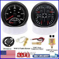 2 Gauge Set 85mm GPS Speedometer 0-120MPH & Fuel Water Temp Oil Press Volt US