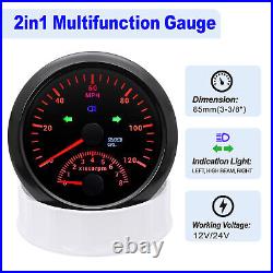 2 Gauge Set 85mm GPS Speedometer 0-120MPH & Fuel Water Temp Oil Press Volt US