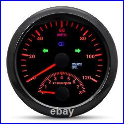 2 Gauge Set 85mm GPS Speedometer 0-120MPH & Fuel Water Temp Oil Press Volt US