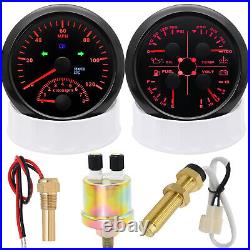 2 Gauge Set 85mm GPS Speedometer 0-120MPH & Fuel Water Temp Oil Press Voltmeter