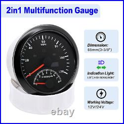 2 Gauge Set 85mm GPS Speedometer 0-120MPH & Fuel Water Temp Oil Press Voltmeter