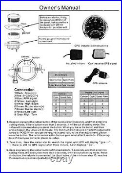 2 Gauge Set 85mm GPS Speedometer 0-120MPH with Tacho/Fuel/Oil/Water Temp/Volt US