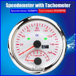 2 Gauge Set 85mm GPS Speedometer 0-160MPH & 85mm Fuel Water Temp Oil Press Volt