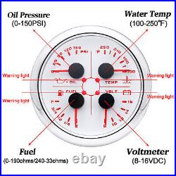 2 Gauge Set 85mm GPS Speedometer 0-160MPH & 85mm Fuel Water Temp Oil Press Volt