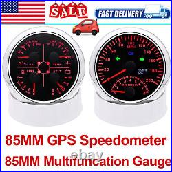 2 Gauge Set 85mm GPS Speedometer 0-200MPH & 85mm Fuel Water Temp Oil Press Volt
