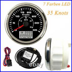 2 Gauge Set GPS 35Knots 40MPH Speedometer 8000rpm Tachometer 7 Colors LED Black