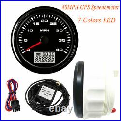 2 Gauge Set GPS 40MPH Speedometer 8000rpm Tachometer 7 Color Backlitht Auto Boat