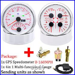 2 Gauge Set GPS Speedometer 0-160MPH Tacho Fuel Gauge Oil Press Car Boat Truck