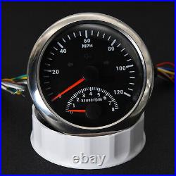 2 Gauges Set 85mm GPS Speedometer 0-120MPH with Tacho/Fuel/Oil/Water Temp Gauge