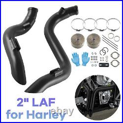 2 O. D LAF Exhaust Pipes with Flange Kits for Harley Sportster Dyna Matte Black