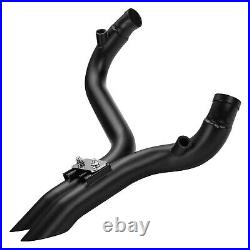 2 O. D LAF Exhaust Pipes with Flange Kits for Harley Sportster Dyna Matte Black