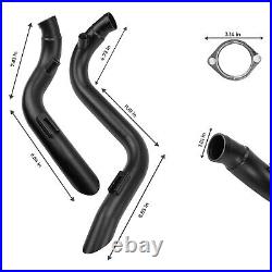 2 O. D LAF Exhaust Pipes with Flange Kits for Harley Sportster Dyna Matte Black