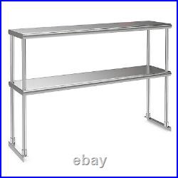 2-Tier 48 Overshelf for Prep & Worktable Stainless Steel Adjustable Lower Shelf