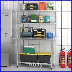 2-Tier 48 Overshelf for Prep & Worktable Stainless Steel Adjustable Lower Shelf