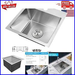 20 Gauge Stainless Steel Top-Mount Workstation Sink with Accessories, 15-Inch