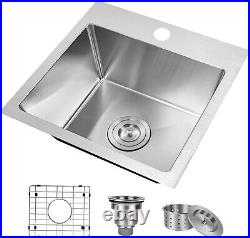 20 Gauge Stainless Steel Top-Mount Workstation Sink with Accessories, 15-Inch