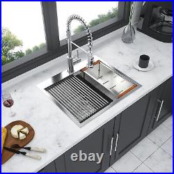 25 Inch Drop Kitchen Sink x 22 Stainless Steel 16 Gauge Workstation Drop-in