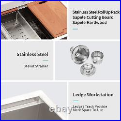 25 Inch Drop Kitchen Sink x 22 Stainless Steel 16 Gauge Workstation Drop-in