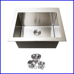 25 Inch Wide 18 Gauge Undermount Top Mount Stainless Steel Laundry Utility Sink