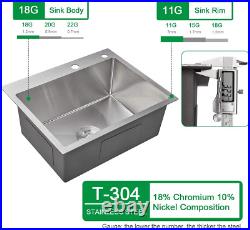 25 X 18 Inch Drop-In Tight Radius 18 Gauge Stainless Steel Topmount Kitchen Sink