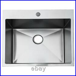 25x 22x 9 Thick 16 Gauge Stainless Steel Top Mount Kitchen Sink Single Basin