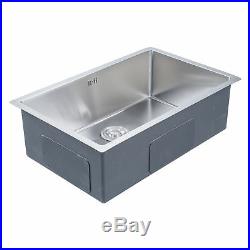 28 x 18 x 9 Deep Stainless Steel 18 Gauge Undermount Single Bowl Kitchen Sink