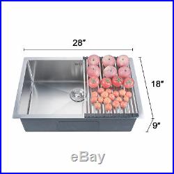 28 x 18 x 9 Gauge Stainless Steel Kitchen Sink Undermount Single Bowl with Grid