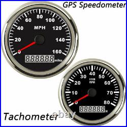 2PCS 85mm GPS Speedometer 160MPH & 85mm Tachometer Gauge 0-8000RPM Red Backlight