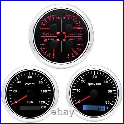 3 Gauge Set 85mm GPS Speedometer 0-120MPH Tachometer Fuel Level Gauge for Boat