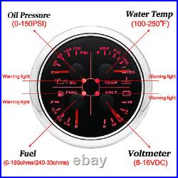 3 Gauge Set 85mm GPS Speedometer 0-120MPH Tachometer Fuel Level Gauge for Boat