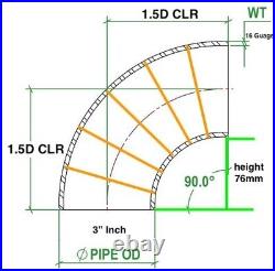 3 Pie cuts (30 pack 15º Each) 304 stainless for 90º elbow 1.5D CLR 16 gauge