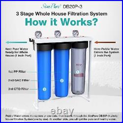 3-Stage 20x4.5 Big Blue Whole House Water Filter System 1 NPT Port 100000 Gal